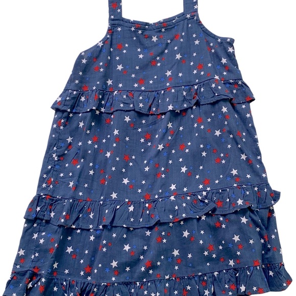 SO Girl’s Blue Tiered Ruffle Multi Star Dress Size: 7 - Picture 2 of 5